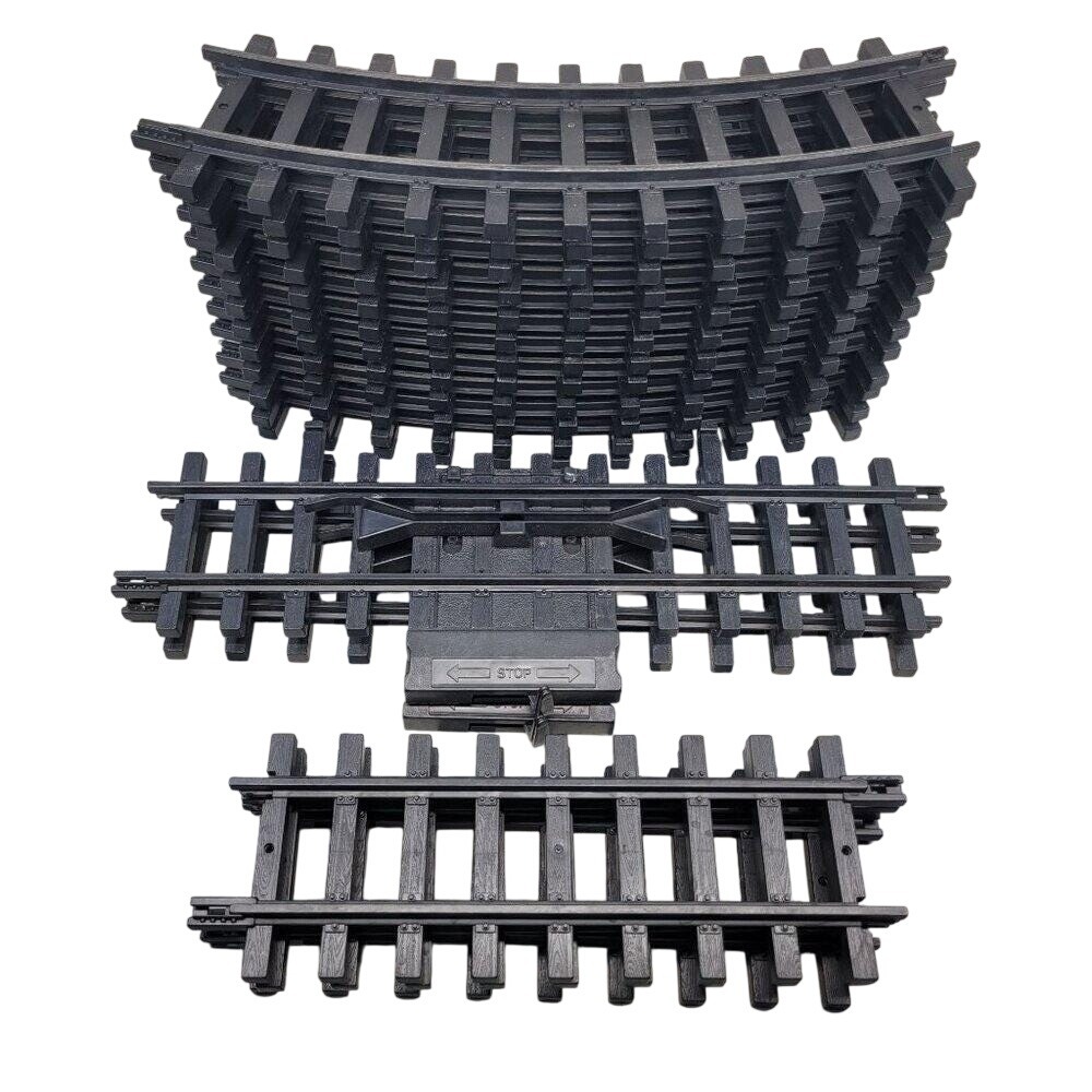 New Bright Train Track G Scale Black Curved Straight Stop Go Switch Pieces 16 pc